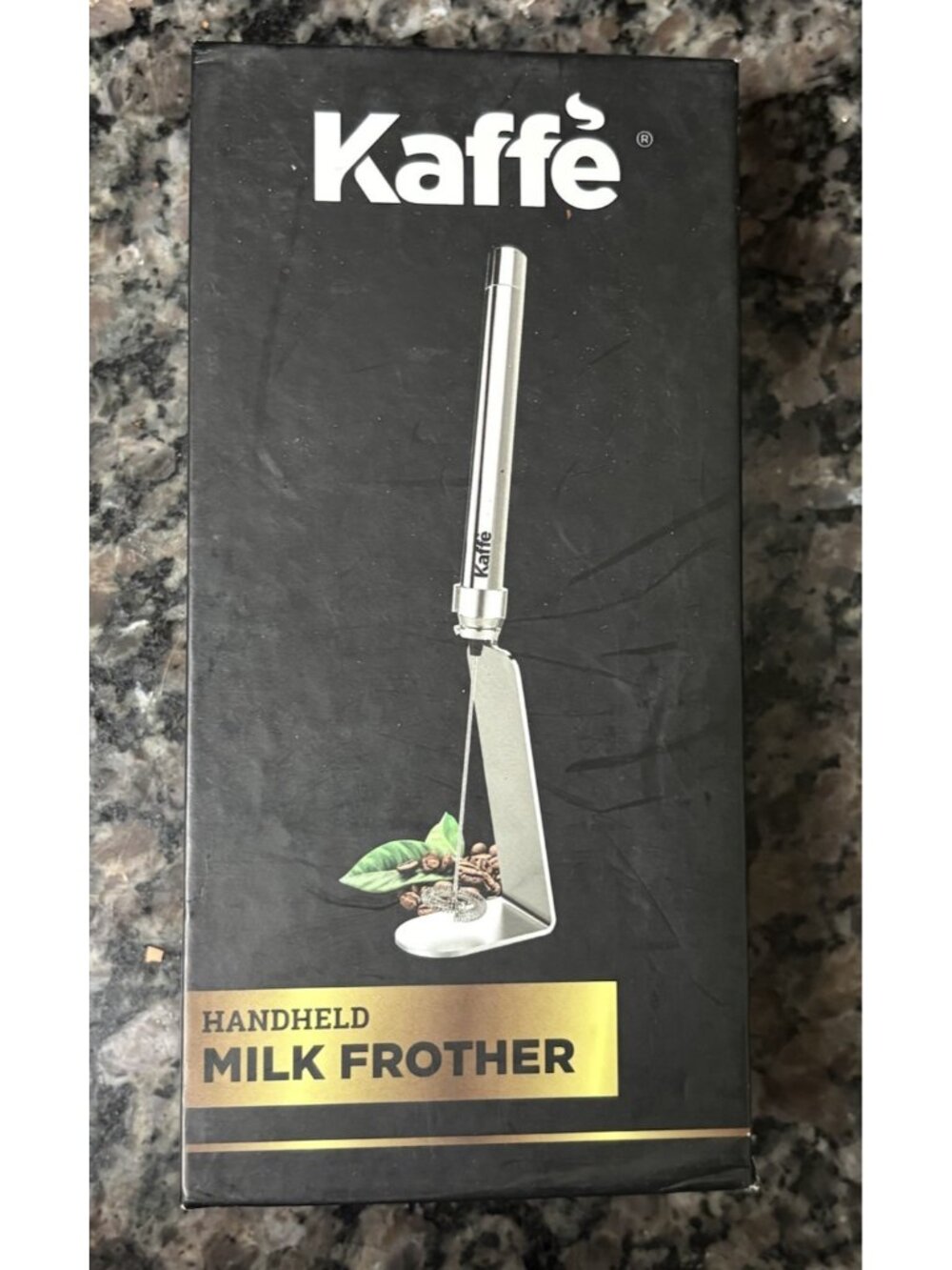 Kaffe Handheld Milk Frother Whisk with Stand Stainless Steel Battery Operated